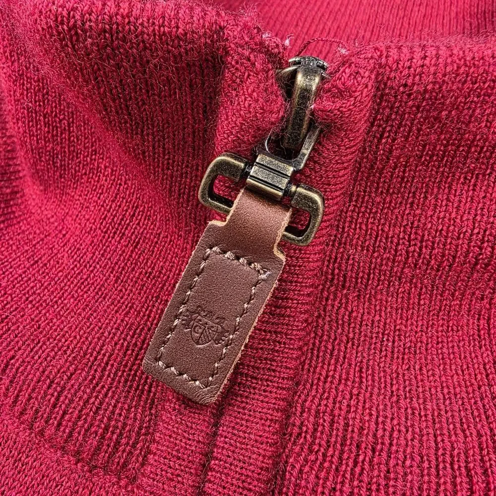 Paul Costelloe Living Sweater Mens Large Red Merino Wool 1/4 Zip Mock Neck